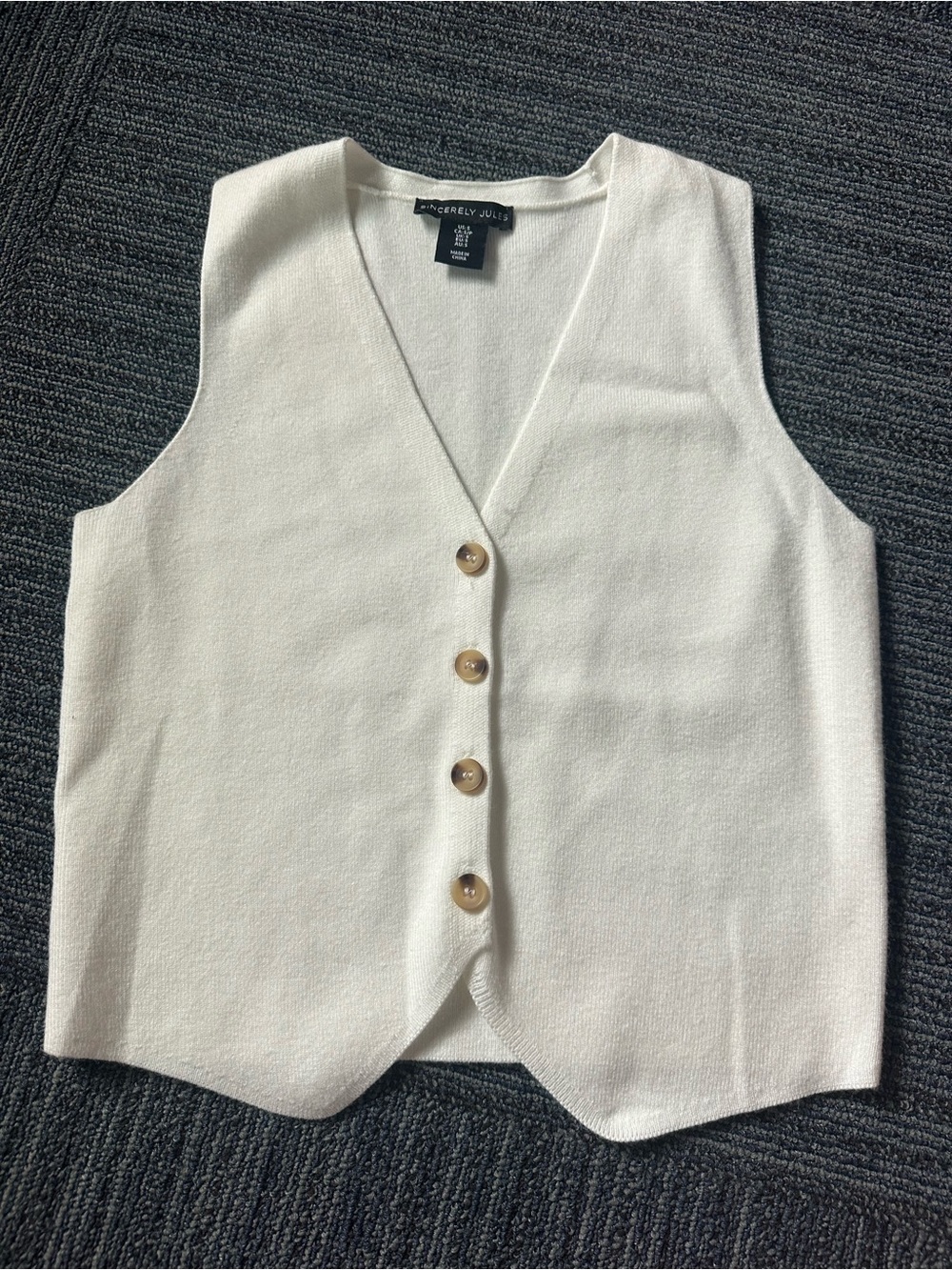 Sincerly Jules Cream Button-Front Knit Vest